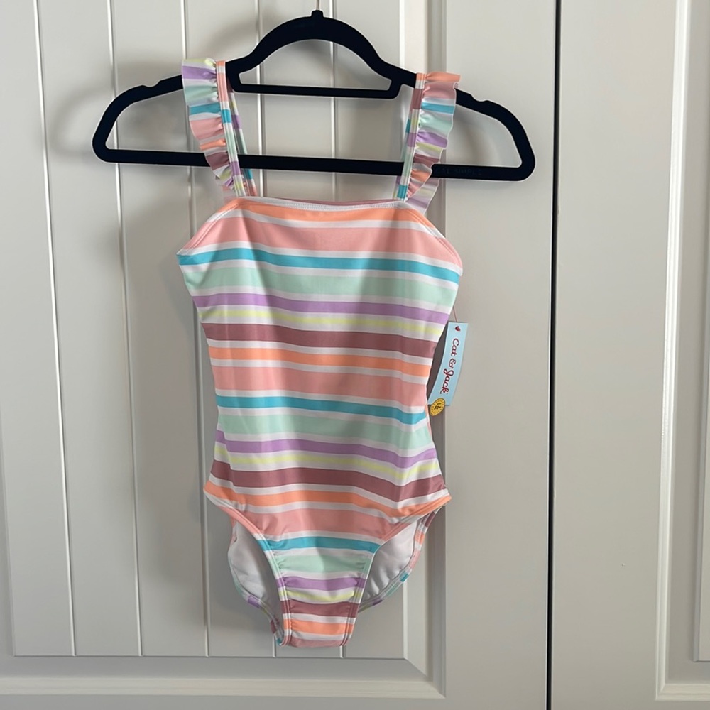 Girls size large 10/12 cat and jack bathing suit, swimsuit. NWT